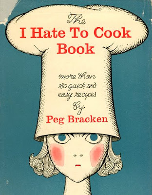 cover of the "I Hate to Cook Book"--a stylized drawing of a woman with a chef's hat