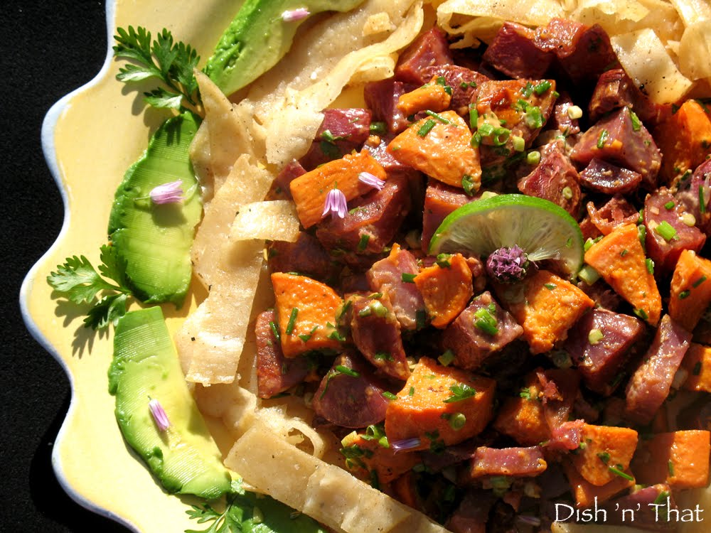 Roasted Mexican Potato Salad a ‘No Croutons’ entry Dish 'n' That