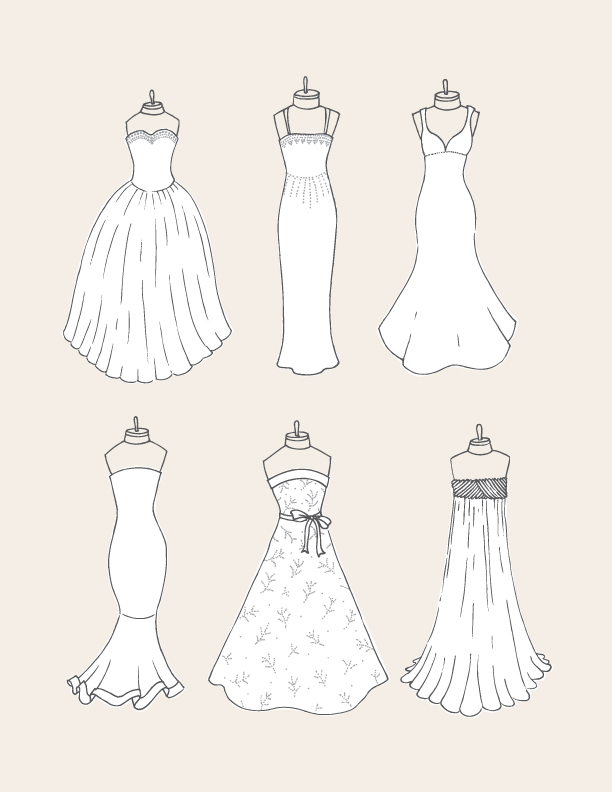 In autumn 2009 I drew these wedding dresses and necklines