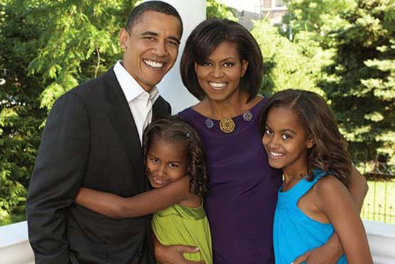 barack obama pictures of his family. Obama and his family are