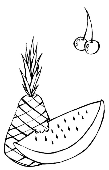 Desenho De Lindo Par Páginas Para Colorir Frutas Animado Com