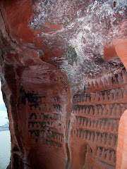 carvings on cliff-side