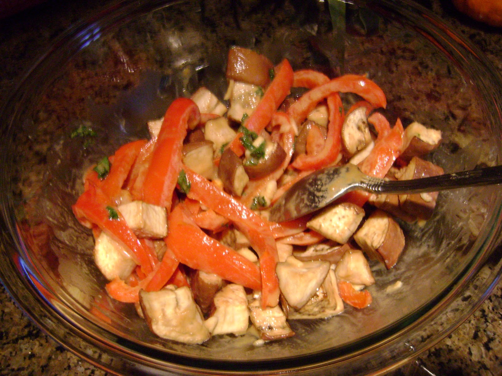 A Happy Taste! Eggplant and Peppers in Spicy Chinese Peanut Sauce