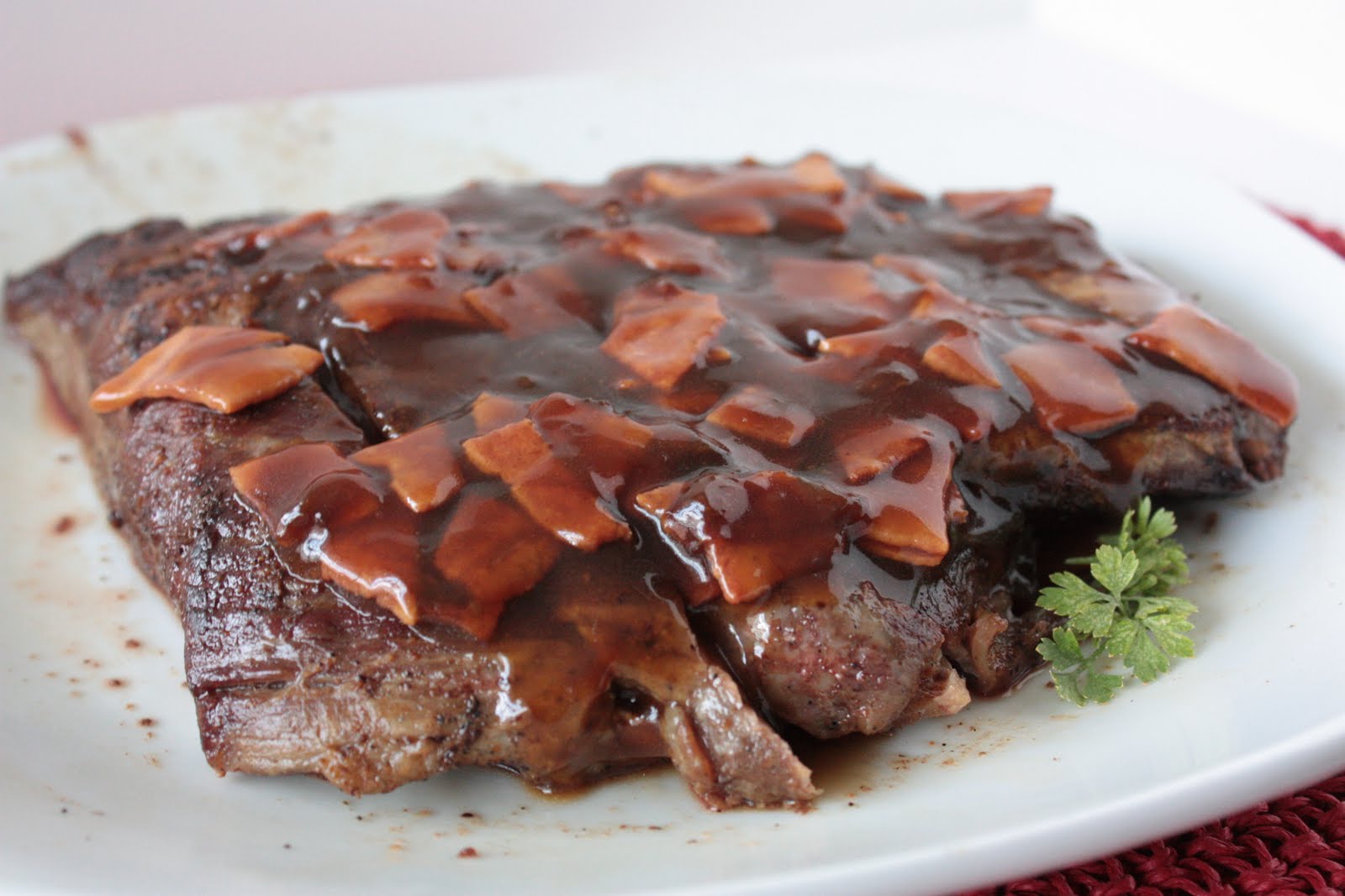Momma Hen's Kitchen Flank Steak with Bacon Sauce