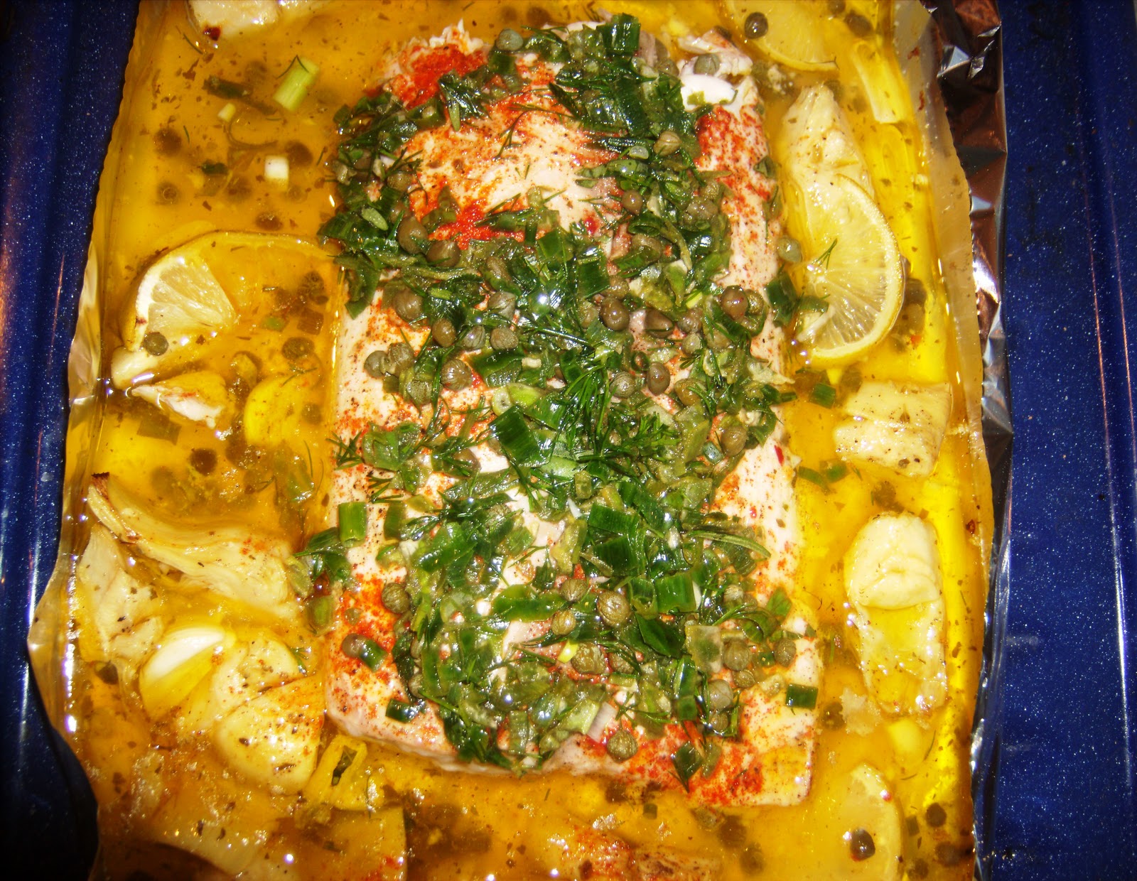 Baked MahiMahi with Artichokes, and Capers