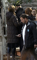 Angelina Jolie kissing Brad Pitt and working on her movie in Budapest