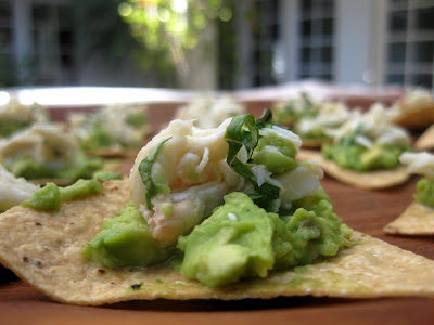 crab and avocado dip on tortilla chips