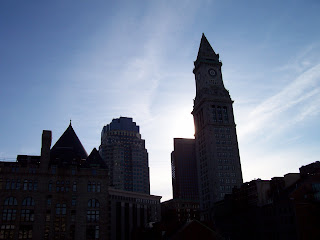 afternoon skyline Boston, Massachusetts with a clear sky