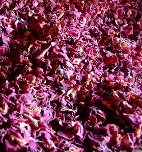 Dried damask rose petals
