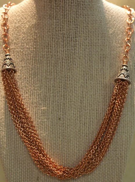 صناعة العقود الخرزية  Copper+Mulitchain+Necklace