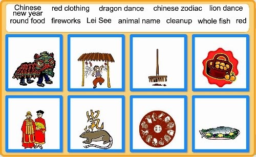 Chinese year teaching vocabulary primary resources word wall choose board teach Besbello TIC: Chinese New Year matching game
