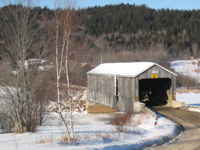 Covered bridge in winter
