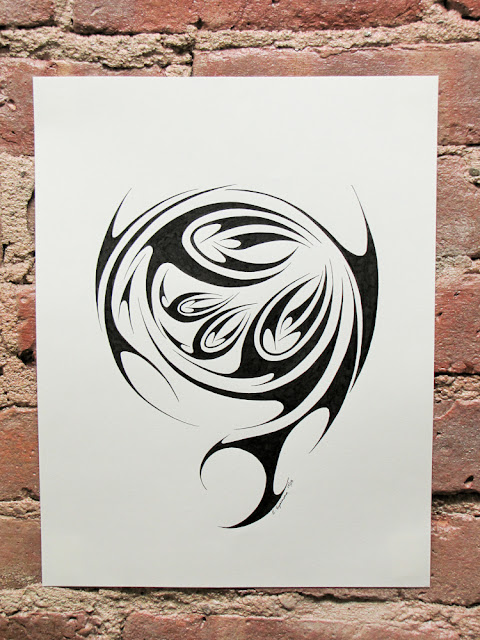 Pen and ink phoenix tribal by Elaine Espinosa