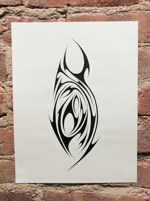 Pen and ink phoenix tribal by Elaine Espinosa