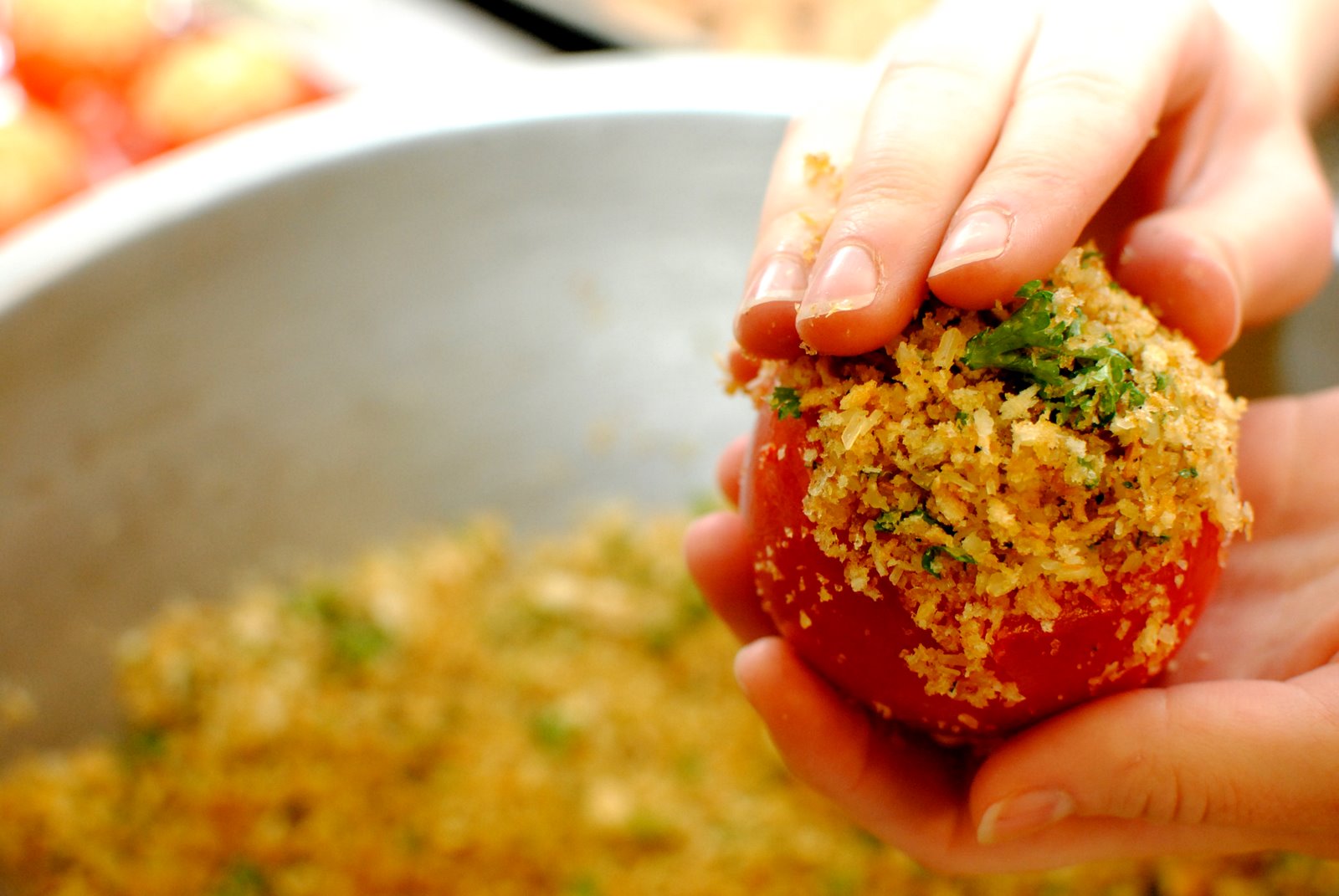 +The Church Cook Stuffed Tomatoes with Parmesan and Basil
