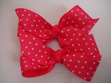 Set of Hot pink/white polka dot bows