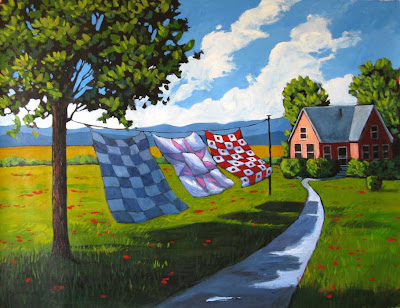 Patty Baker Fine Art Blog - Original Acrylic Paintings: Quilts Blowing