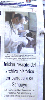 Nota de rescate de archivos historicos Parroquia+Sahuayo