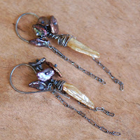 Biwa and Keishi Pearl Earrings in Sterling Silver 1