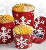 popcorn in christmas tins