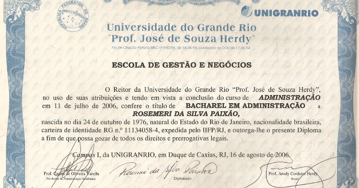 Diploma de administracao de empresas