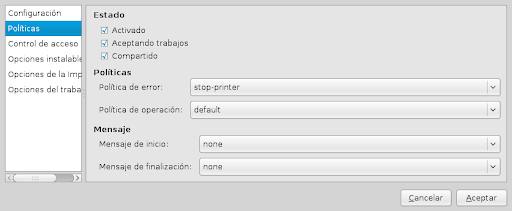 Configuración de la impresora como compartida