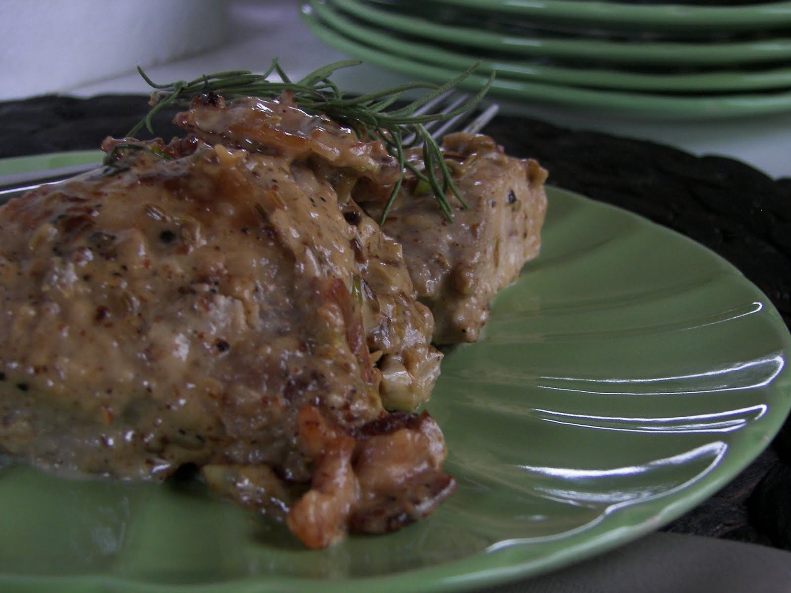 Red Couch Recipes Pork With Creamy Bacon Fennel Sauce