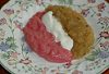 Apple sauce with rhubarb compote and soured cream
