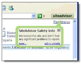 Pantalla de siteadvisor