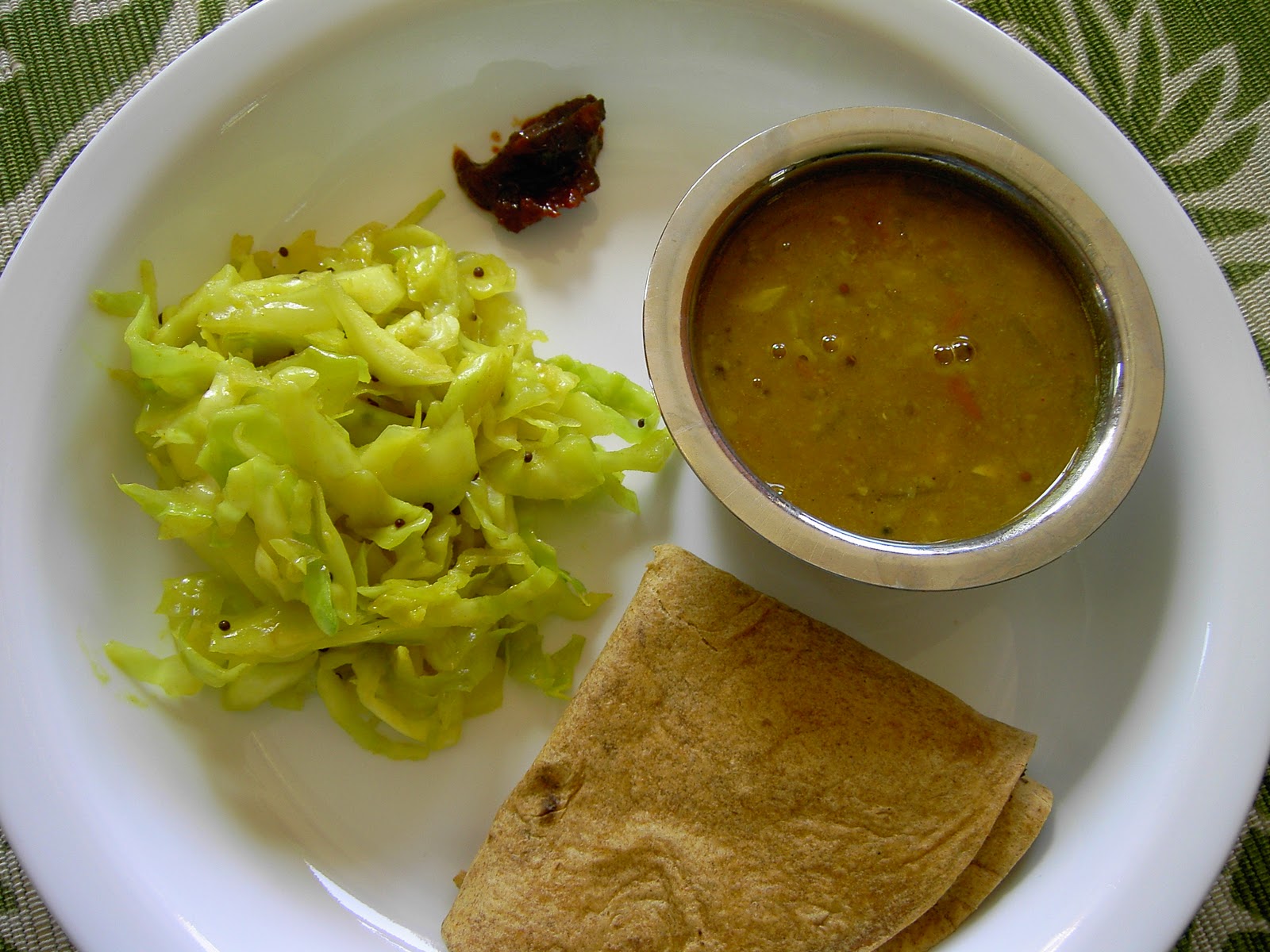 Enjoy Indian Food Cabbage Sambharo