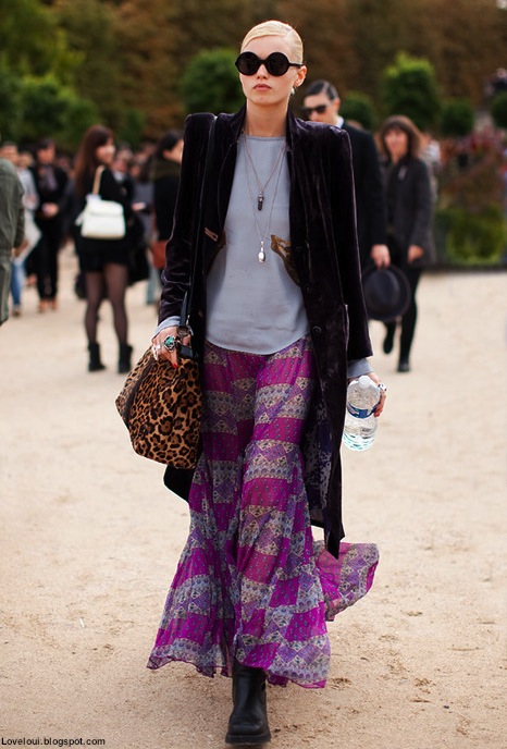 Mixing prints with patent vintage boots Abbey Lee Kershaw is the master of 