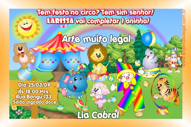 Arte muito legal - Convites infantis e lembrancinhas de aniversário