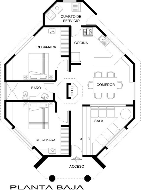 planos de casas octogonales
