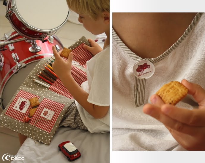 Intérieur de la trousse d'écolier, création Oscar & Lila