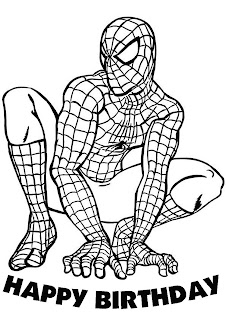 SPIDERMAN COLORING: SPIDERMAN HAPPY BIRTHDAY