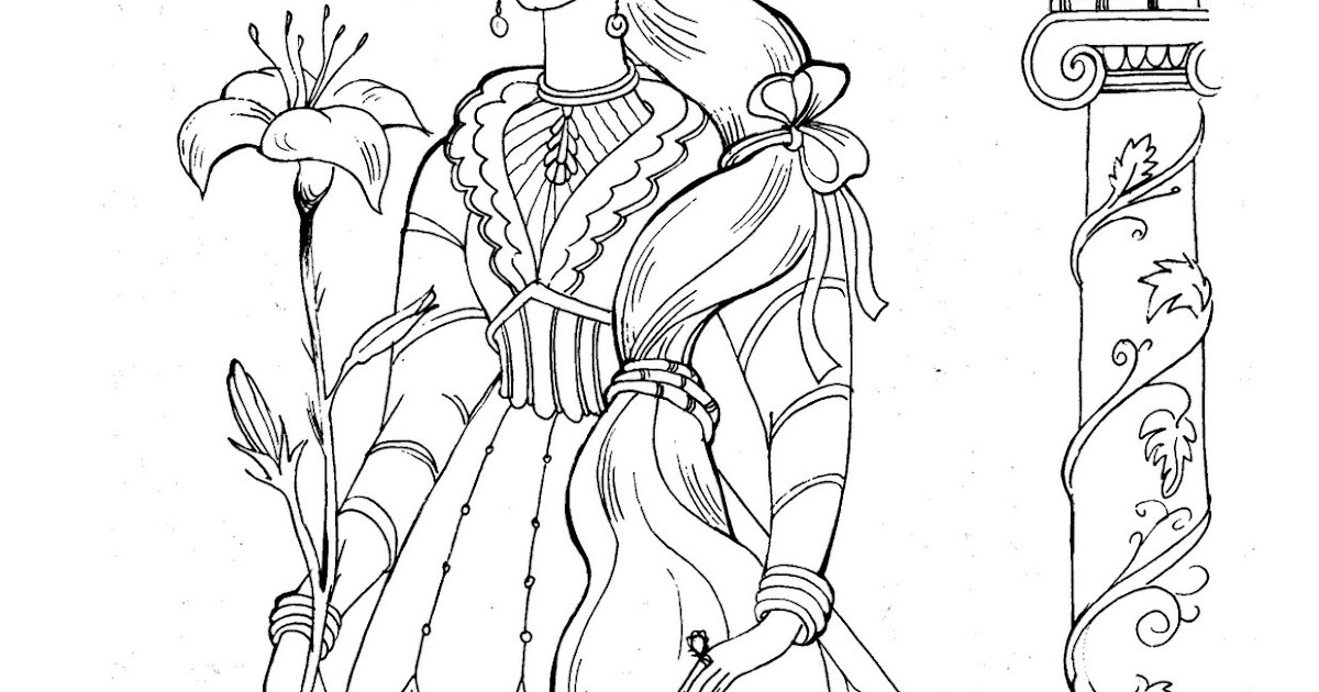 OLD FASHIONED PRINCESS COLORING IN SHEET | The Music Chamber
