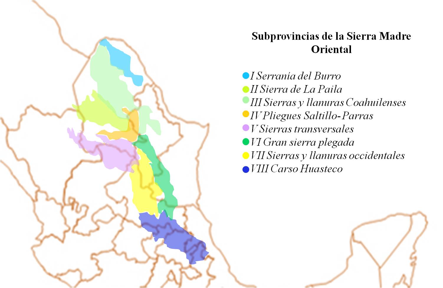Regionalización Fisiográfica de la Sierra Madre Oriental