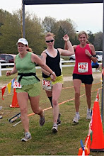 The finish line of The Granite Grinder half marathon with the friends I made along the way