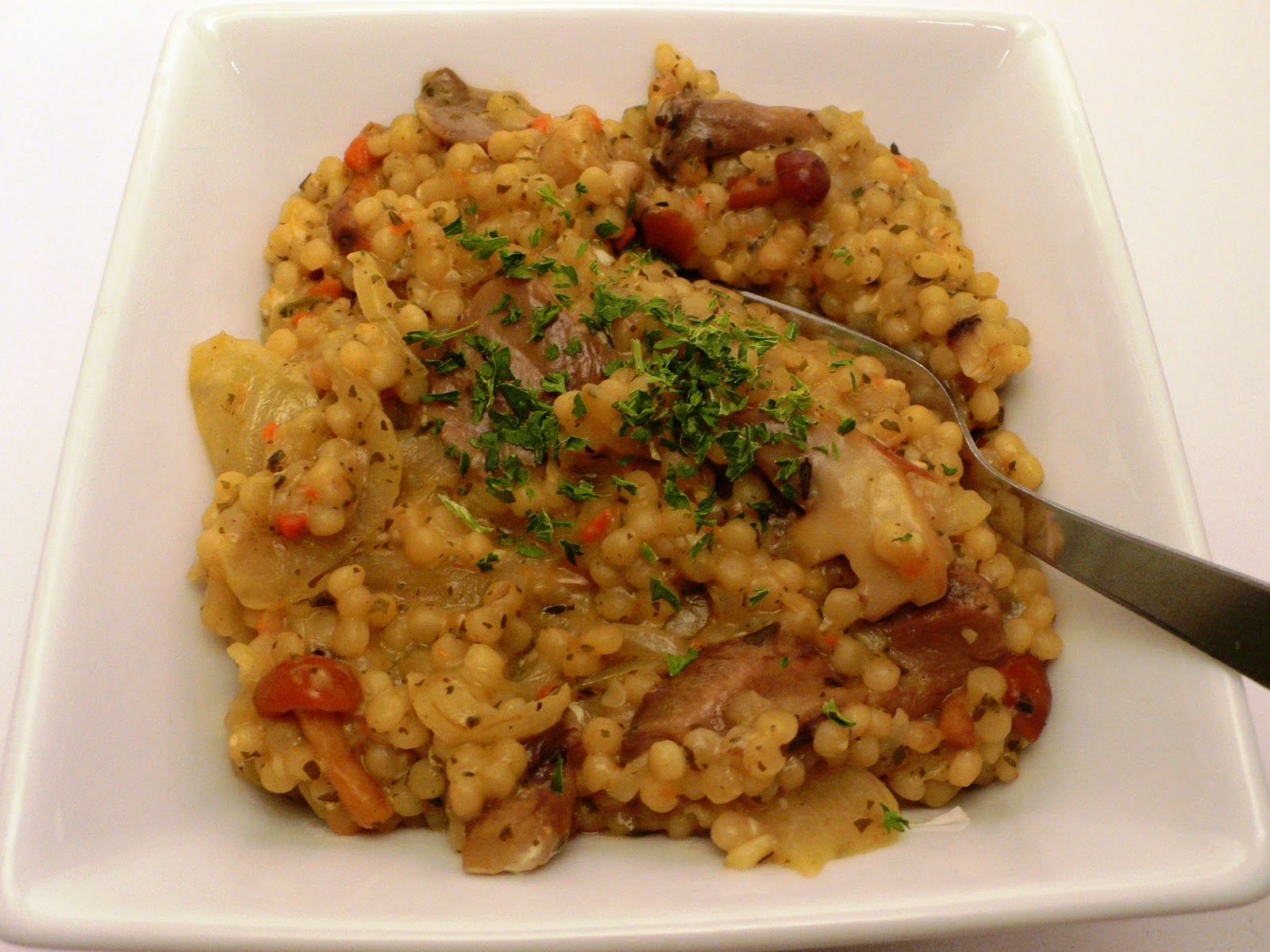 The Mistress of Spices Wild mushroom Israeli couscous "risotto"