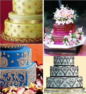 Indian style wedding cake Designs inspired from Indian embroidery and henna