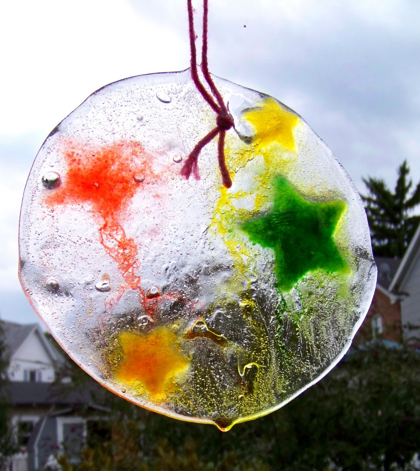 Modern Handmade Child Winter Wonderland Stained "Glass" Ice Ornaments