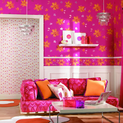 اوراق جدران خيالية Hot+pink+teen+room