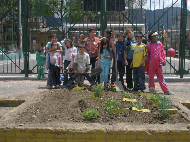 Huerta en el parque principal del barrio Santafé- LA TIERRA ES DE QUIEN LA TRABAJA