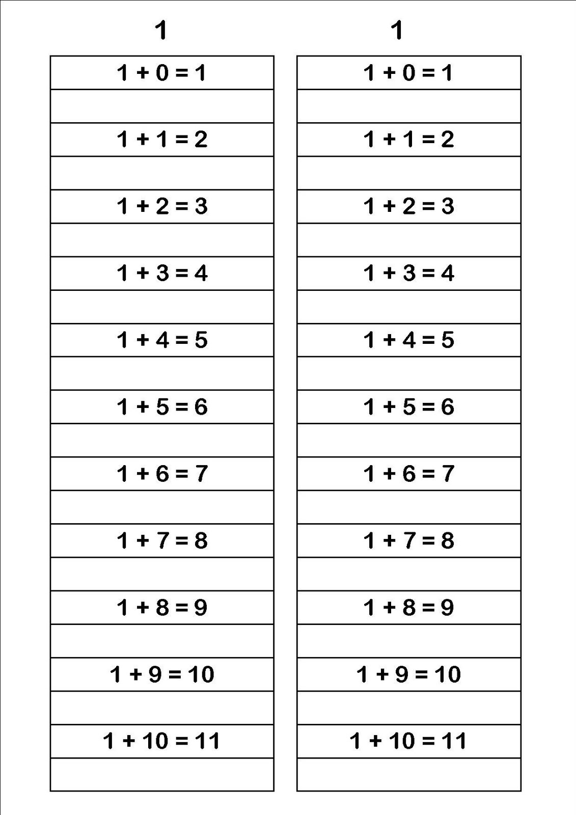 Addition Fact Sheet