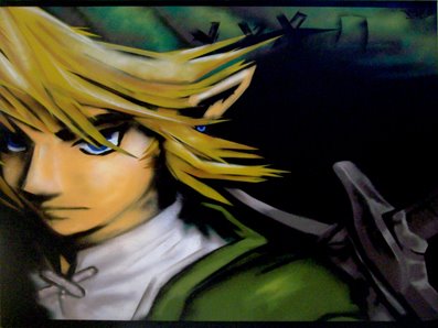 decoration toile style graff du héros "Link" tiré du jeu video Zelda version graff