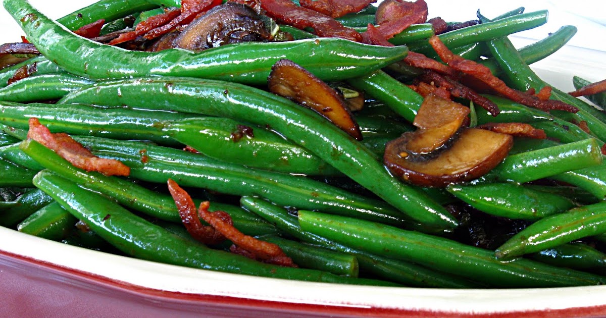 All That Splatters Green Beans with Crispy Pancetta, Mushrooms, and
