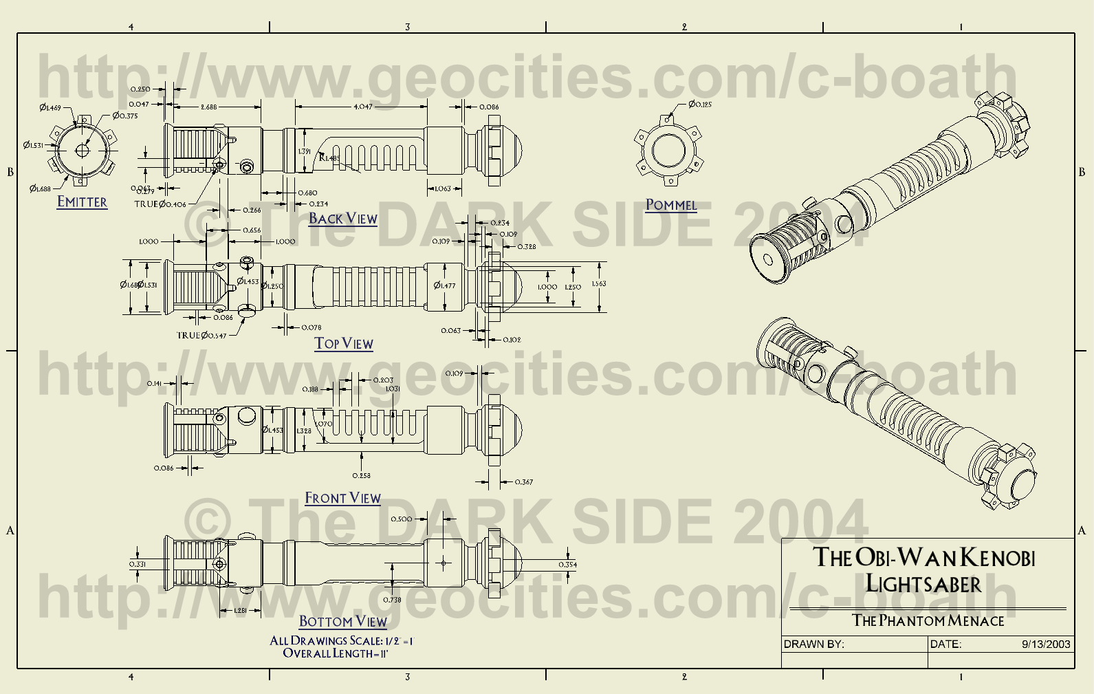 Help Ep. I/II ObiWan lightsaber Accurate Dimensions? RPF Costume