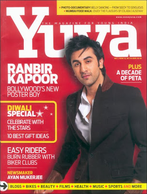 Bollywood’s latest poster boy Ranbir Kapoor graces thecover of Yuva magazine’s latest issue