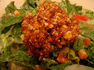 Raw Vegan Taco Nut "Meat" on top of salad