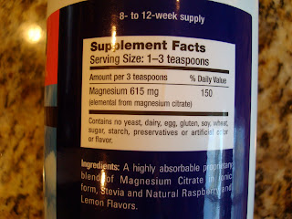 Supplement Facts on Calm Container